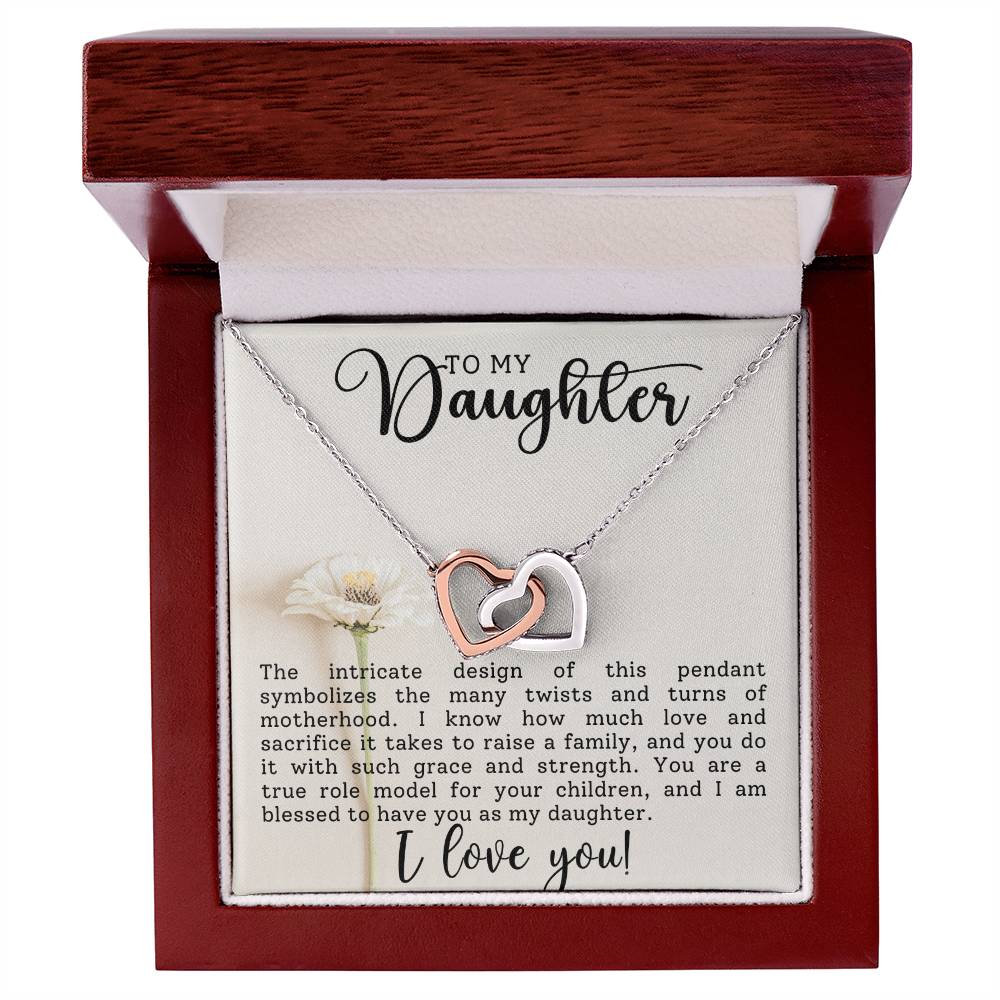 Daughter Interlocking Hearts Necklace-[Heartfelt Family Gift]