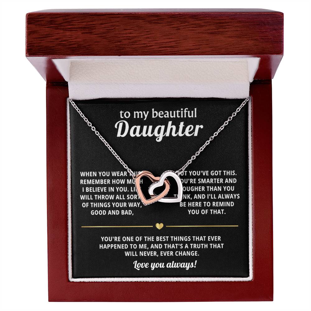 To My Daughter Interlocking Hearts Necklace Gift