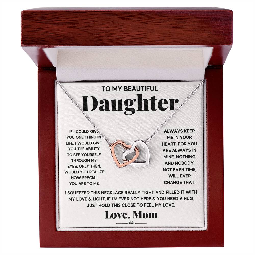 Daughter Interlocking Hearts Necklace - The Perfect Symbol of Love and Bond Ideal Gift for Your Precious Daughter-[Heartfelt Family Gift]