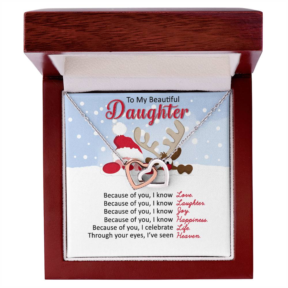 Santa and Reindeer Christmas Gift Necklace for Daughter - Personalized Card-[Heartfelt Family Gift]