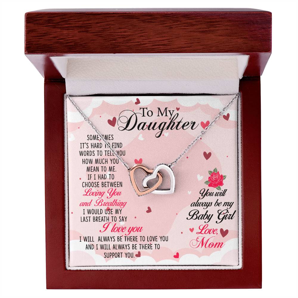 Daughter Always My Baby Girl Interlocking Hearts Necklace-[Heartfelt Family Gift]
