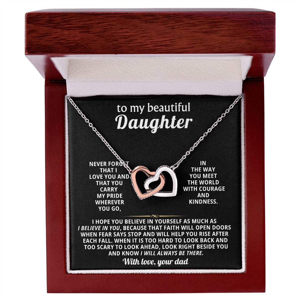 Daughter Interlocking Hearts Necklace Gift from Dad