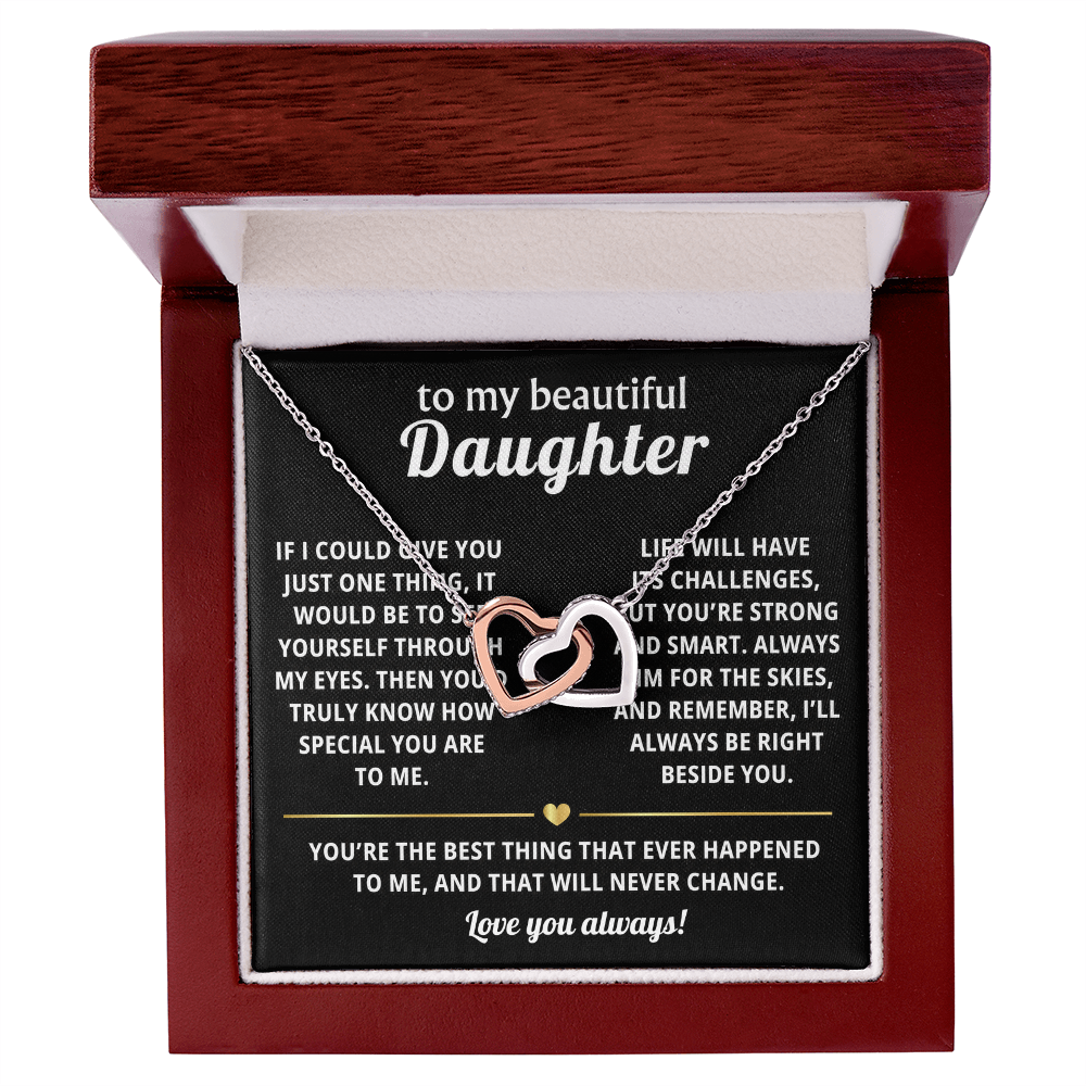To My Daughter Interlocking Hearts Necklace Gift