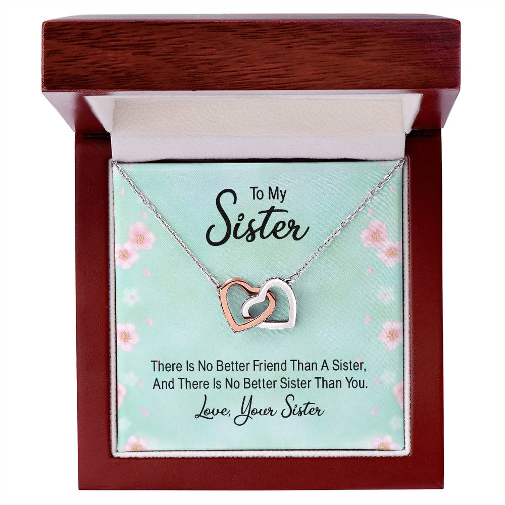 No Better Friend than a Sister Interlocking Hearts Necklace-[Heartfelt Family Gift]