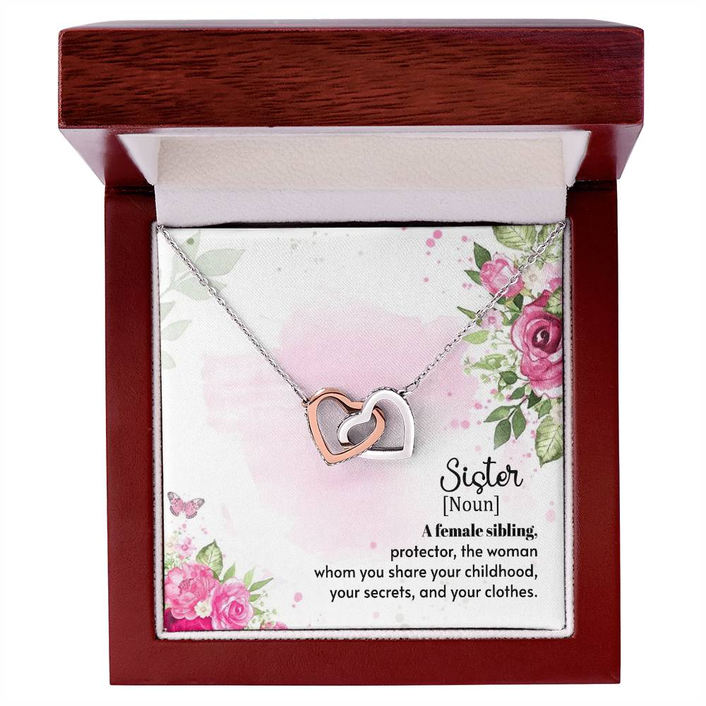 Sister Noun Interlocking Hearts Necklace-[Heartfelt Family Gift]