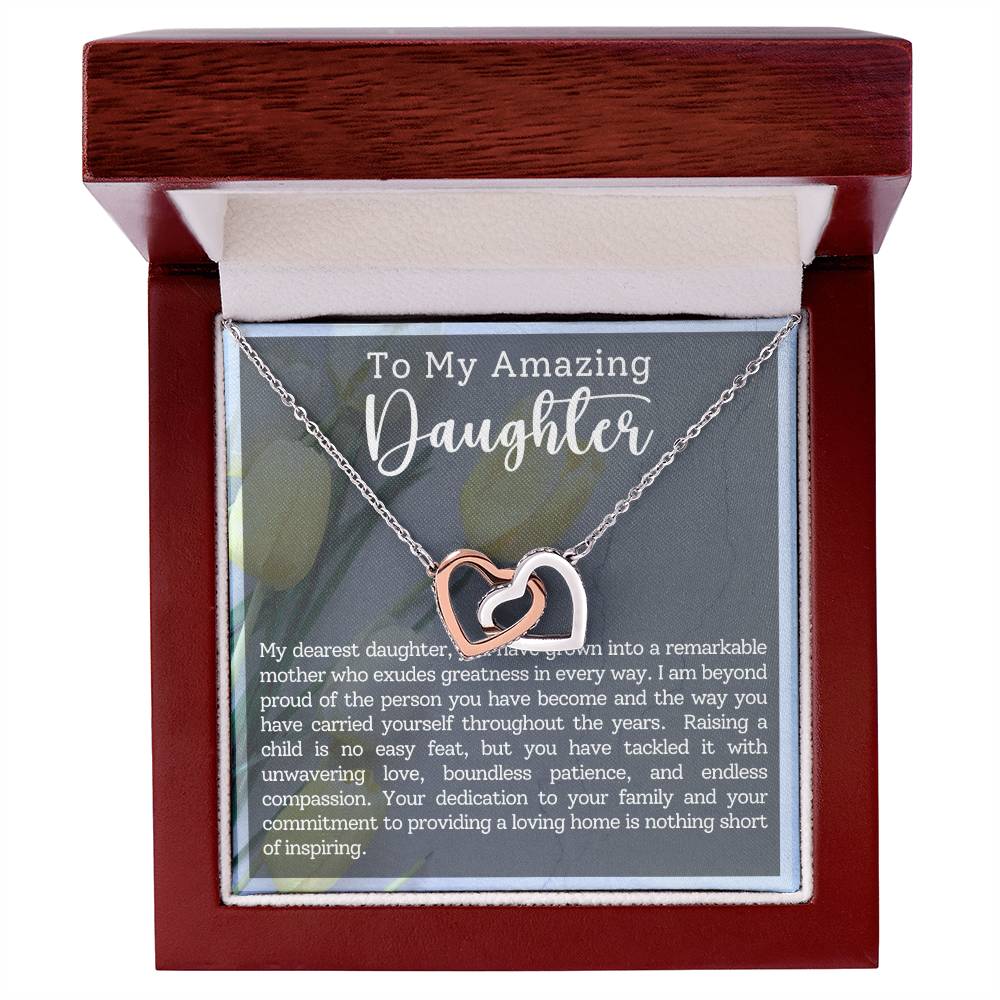 Daughter Motherhood Interlocking Hearts Necklace-[Heartfelt Family Gift]