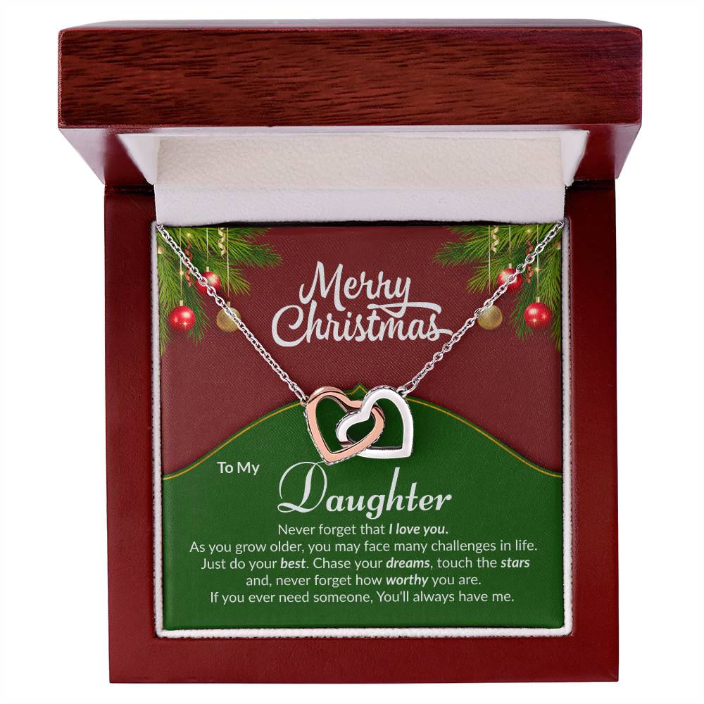 Daughter Interlocking Heart Necklace Christmas Gift-[Heartfelt Family Gift]