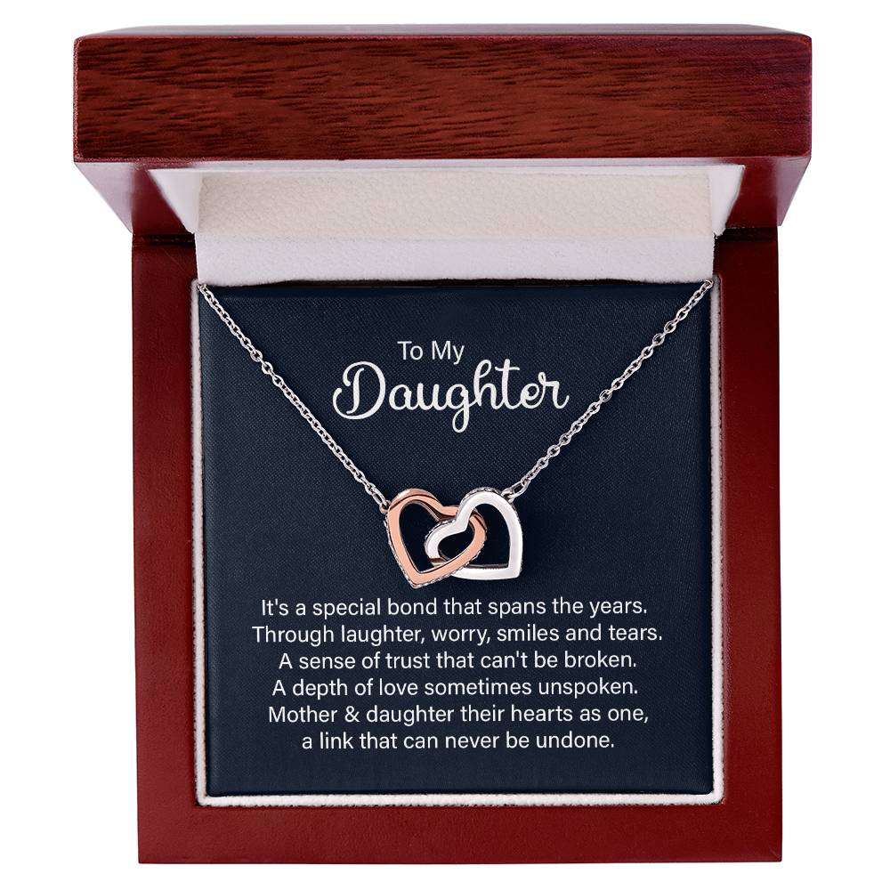Daughter Special Bond Interlocking Hearts Necklace-[Heartfelt Family Gift]