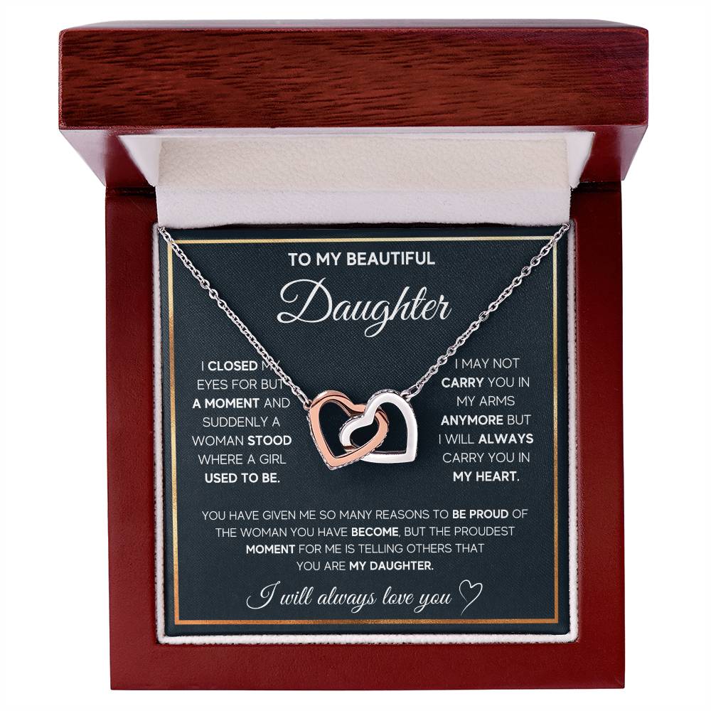 Daughter Proud of You Interlocking Hearts Necklace - Perfect Gift for the Woman Youve Become-[Heartfelt Family Gift]