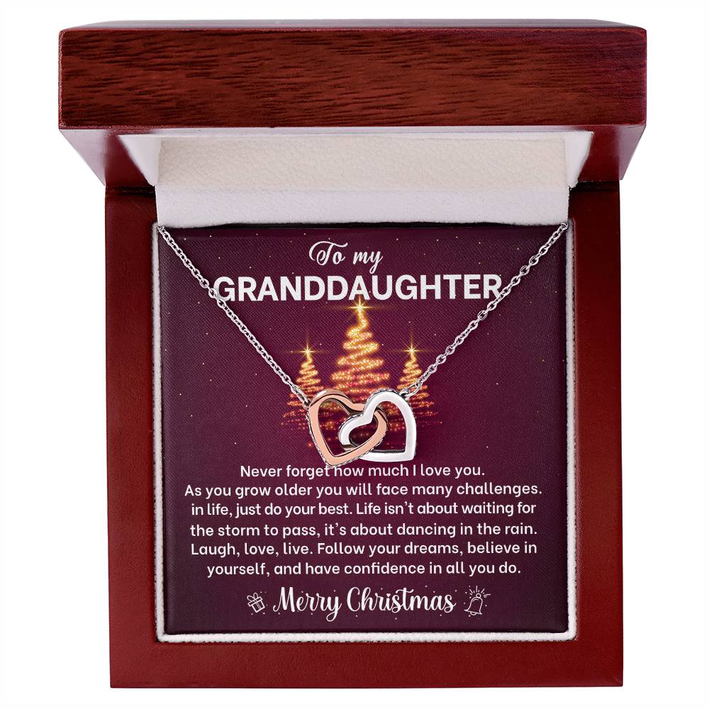 Merry Christmas Granddaughter Joined Hearts Necklace Gift-[Heartfelt Family Gift]