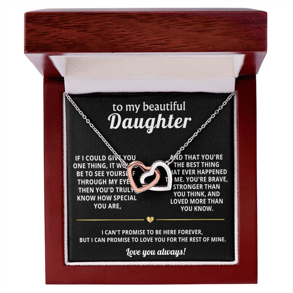 To My Daughter Interlocking Hearts Necklace Gift