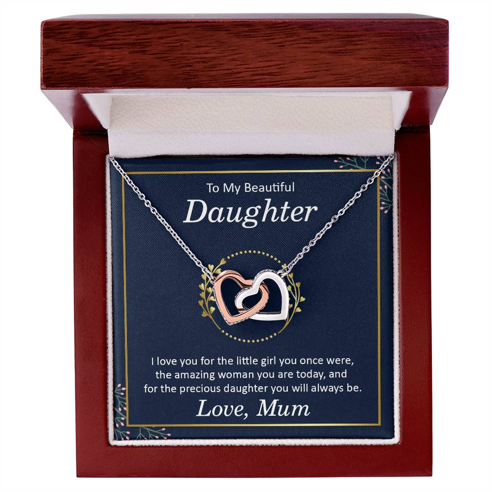 Beautiful Daughter Interlocking Hearts Necklace-[Heartfelt Family Gift]