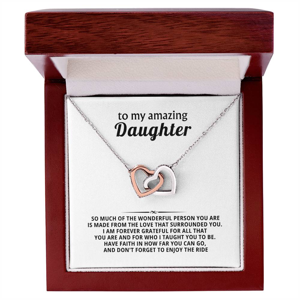 To My Amazing Daughter Interlocking Hearts Necklace Gift