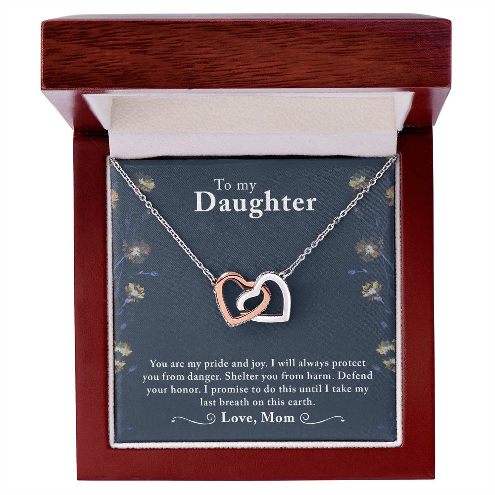 Daughter My Pride Interlocking Hearts Necklace-[Heartfelt Family Gift]