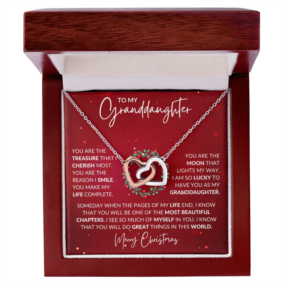 Granddaughter Christmas Interlocking Hearts Necklace Gift-[Heartfelt Family Gift]