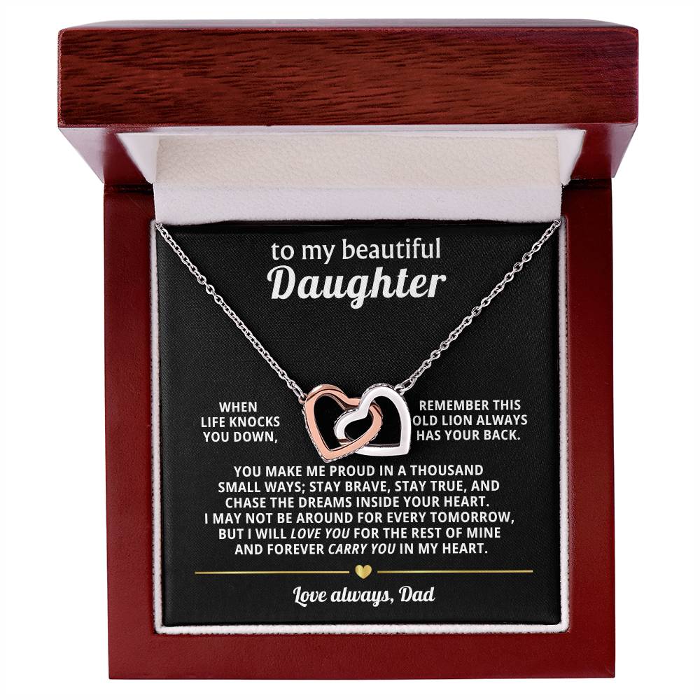 Beautiful Daughter Daughter Interlocking Hearts Necklace Gift from Dad