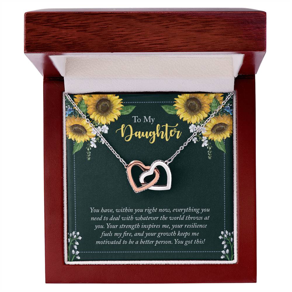 Daughter Sunflowers Interlocking Hearts Necklace-[Heartfelt Family Gift]