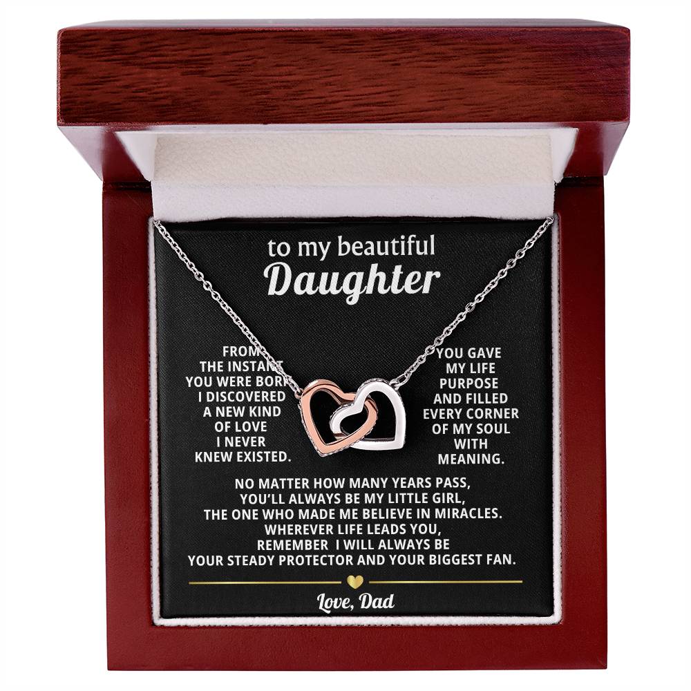 Daughter Interlocking Hearts Necklace Gift from Dad