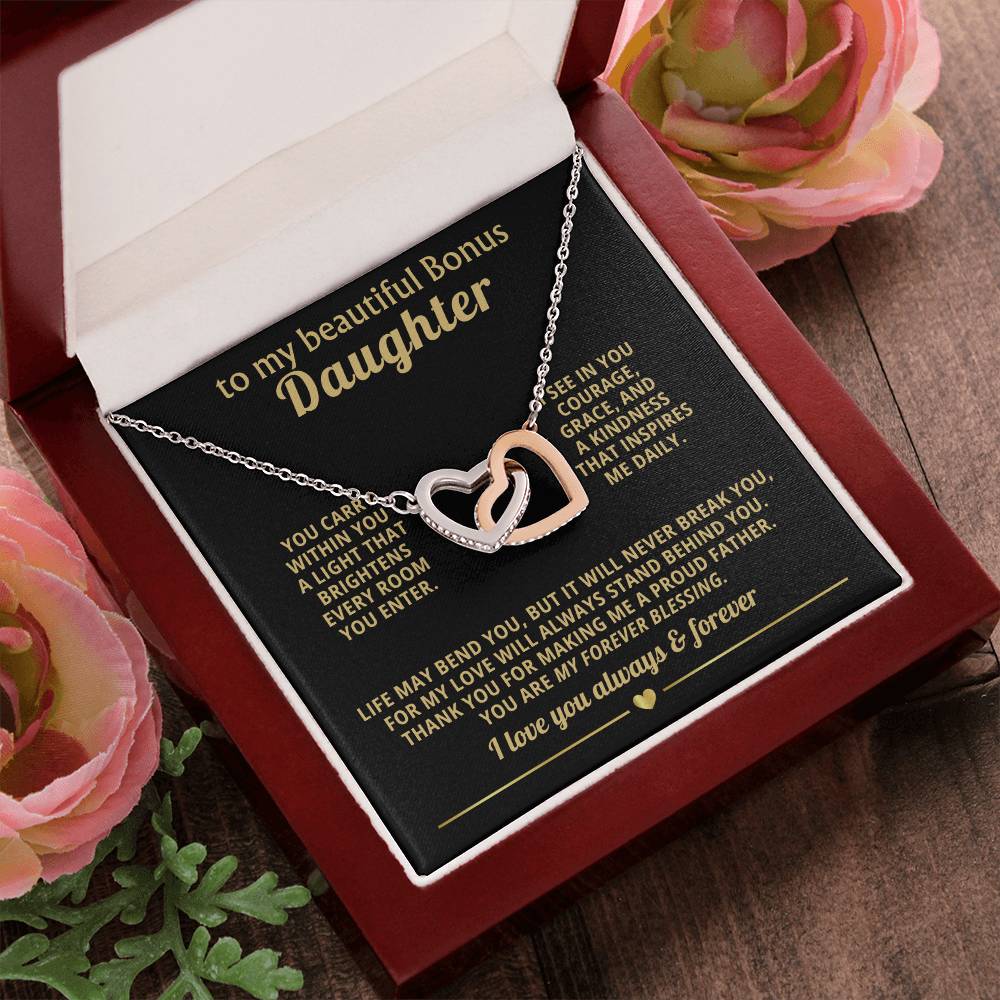 Bonus Daughter Daughter Interlocking Hearts Necklace Gift