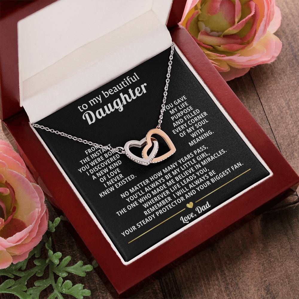 Daughter Interlocking Hearts Necklace Gift from Dad