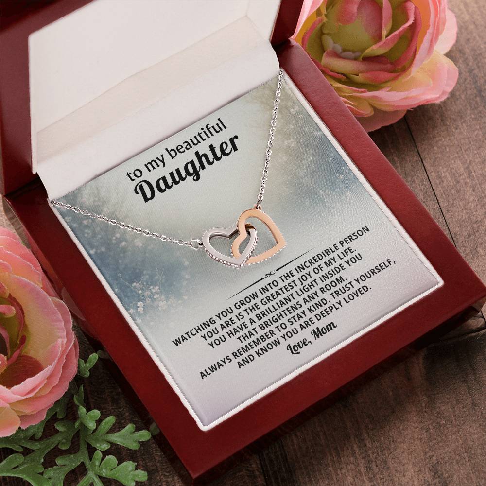 Daughter Interlocking Hearts Necklace Gift from Mom