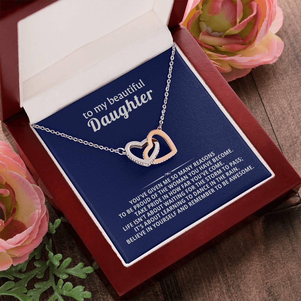 Daughter Interlocking Hearts Necklace Gift from Dad