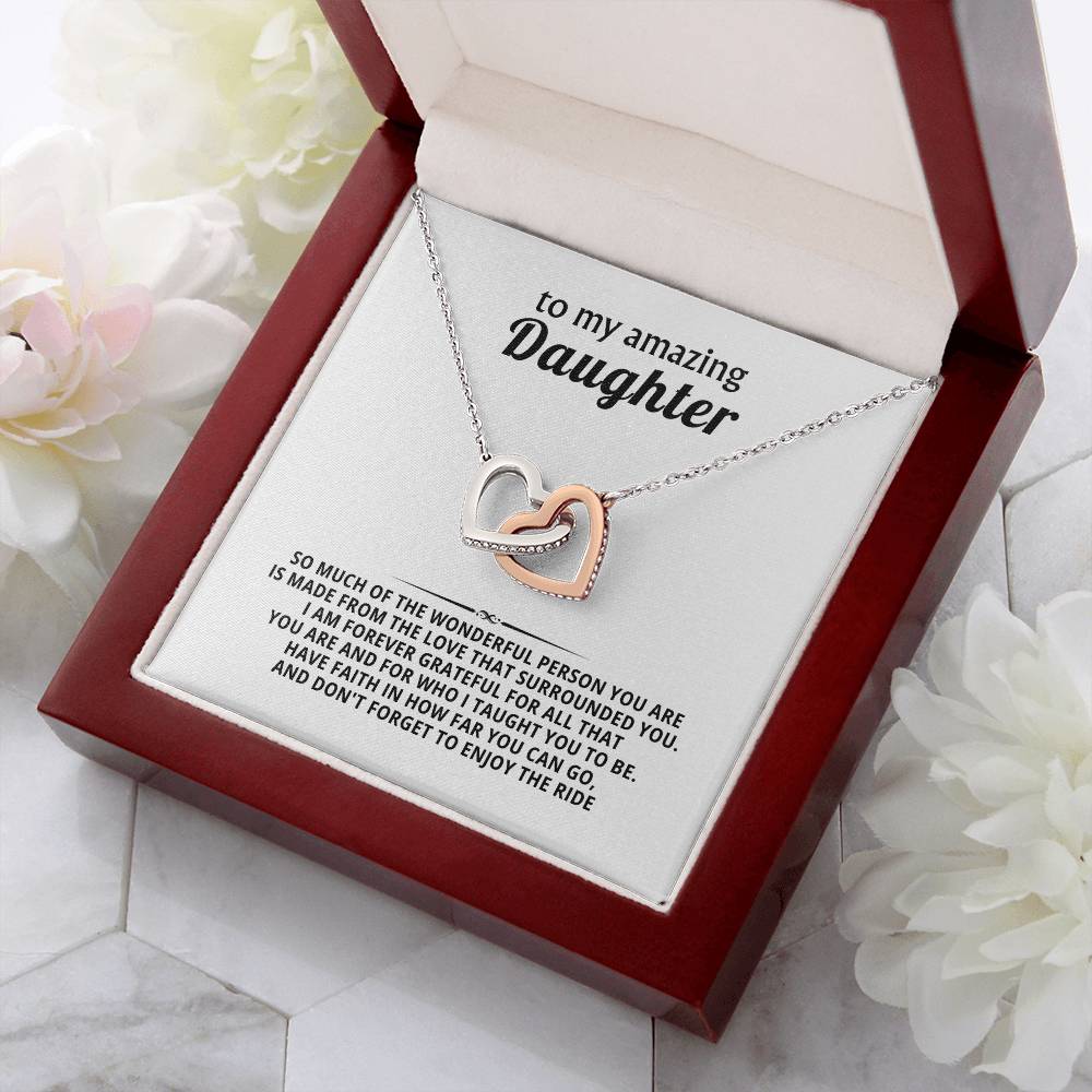 To My Amazing Daughter Interlocking Hearts Necklace Gift