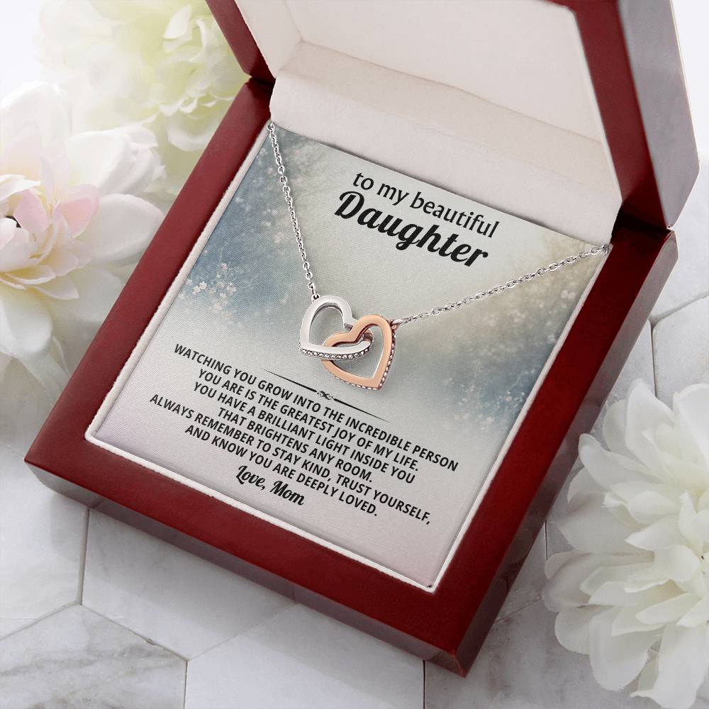 Daughter Interlocking Hearts Necklace Gift from Mom