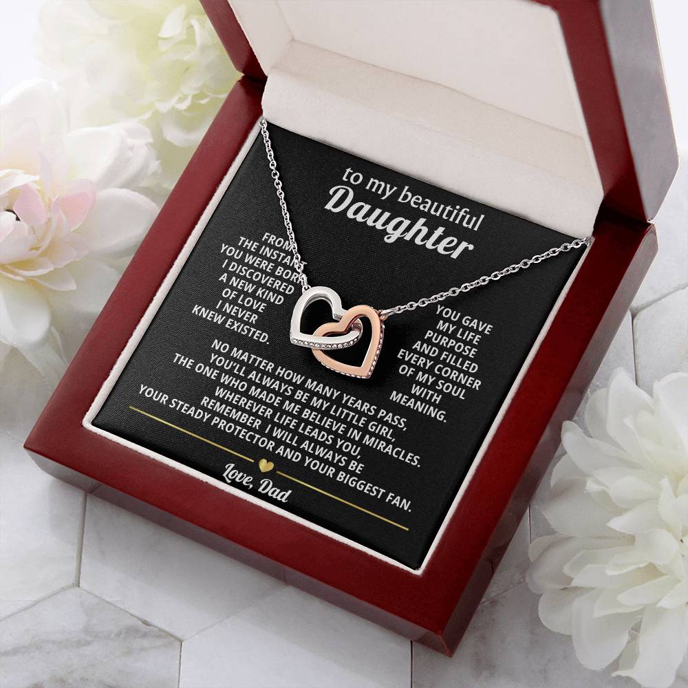 Daughter Interlocking Hearts Necklace Gift from Dad