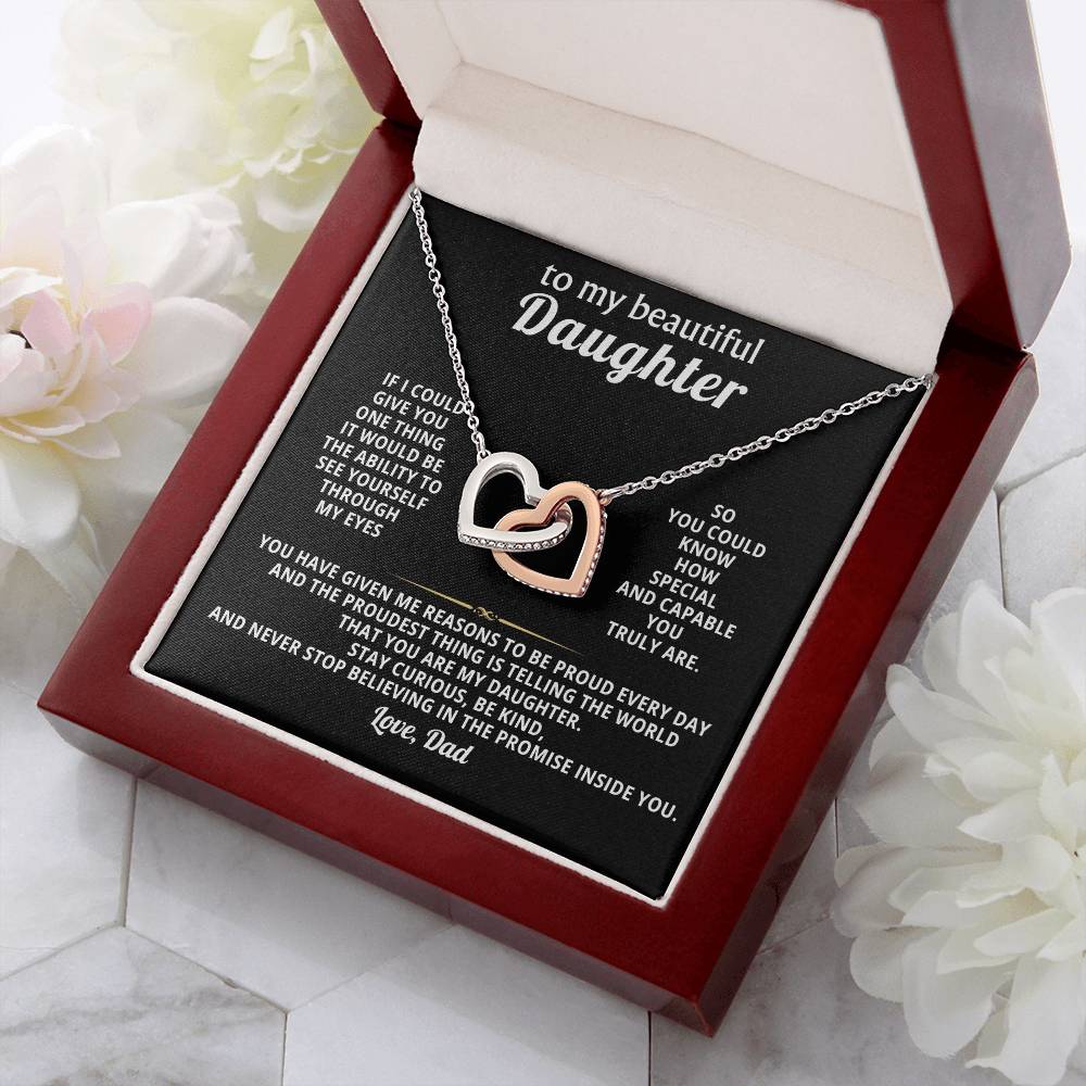Daughter Interlocking Hearts Necklace Gift from Dad