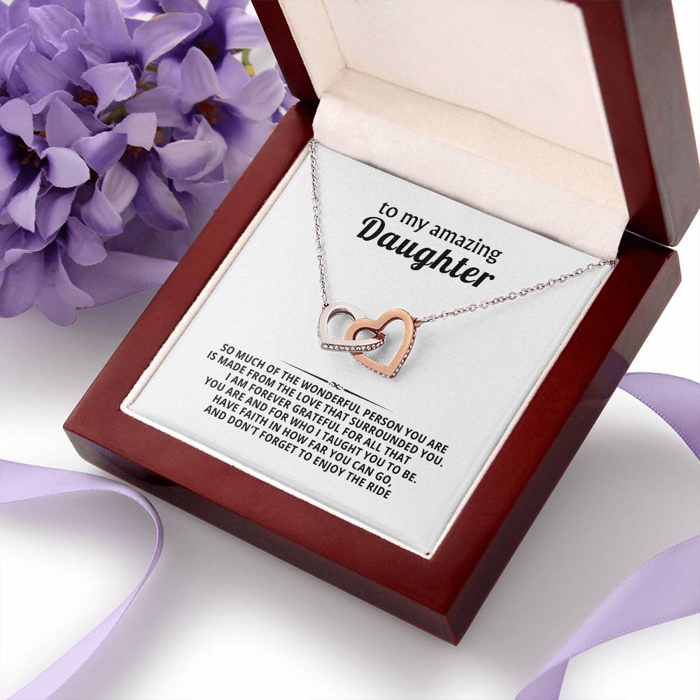 To My Amazing Daughter Interlocking Hearts Necklace Gift
