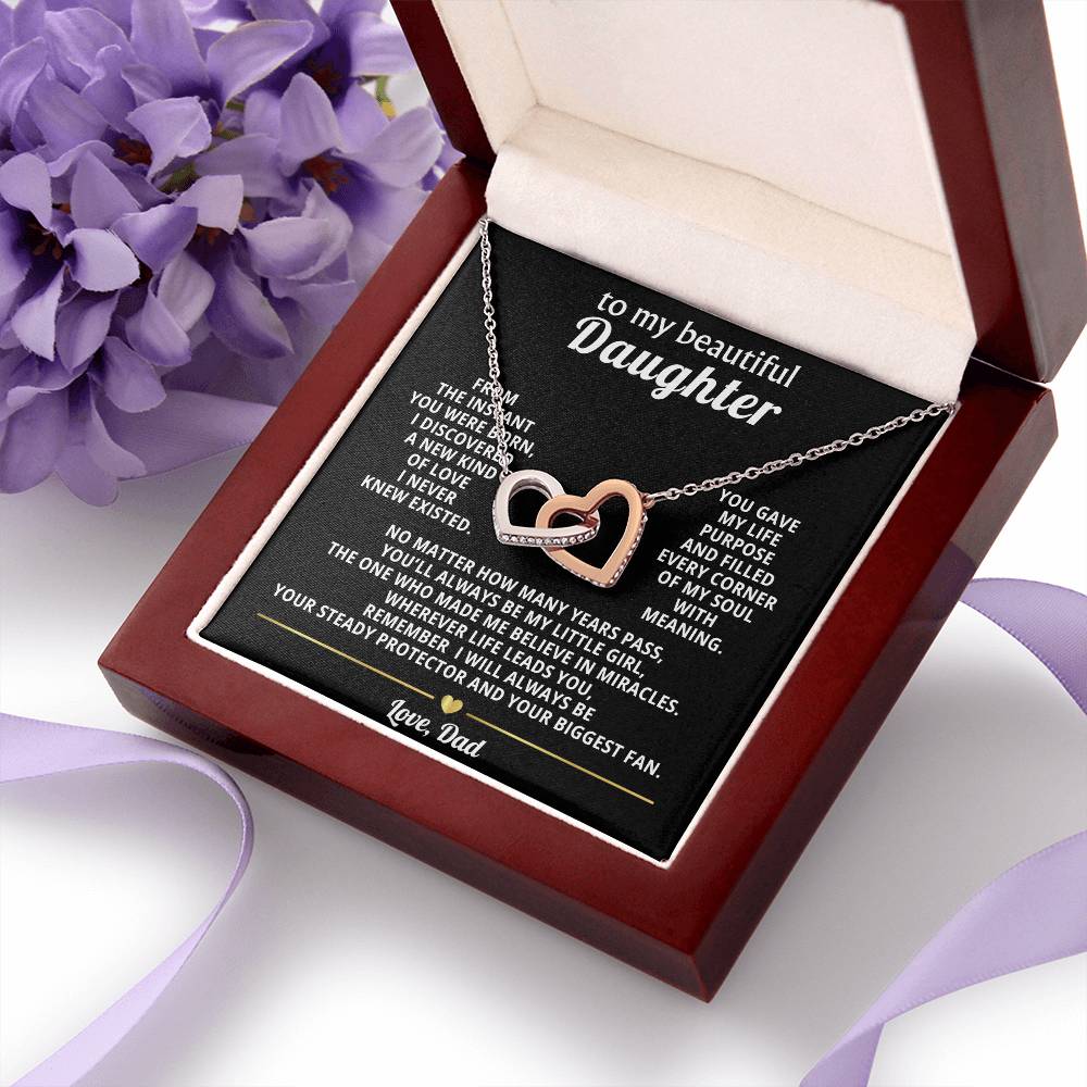 Daughter Interlocking Hearts Necklace Gift from Dad