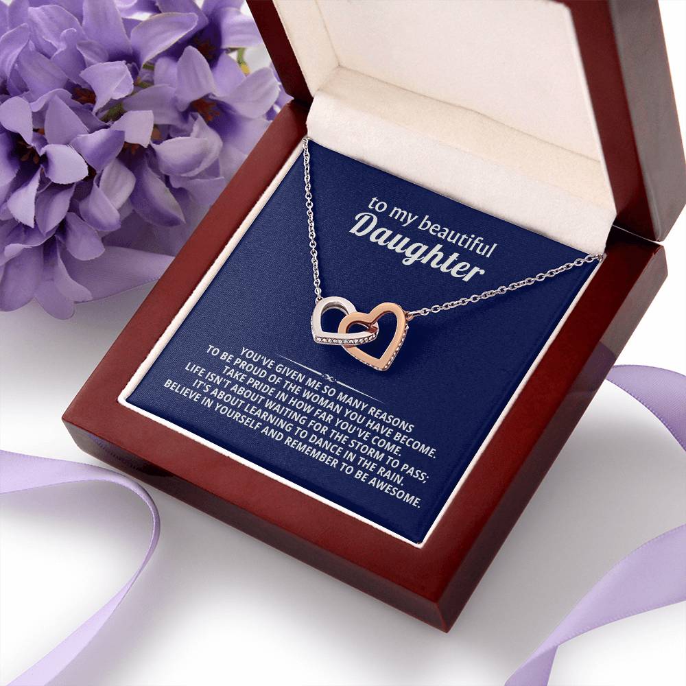 Daughter Interlocking Hearts Necklace Gift from Dad