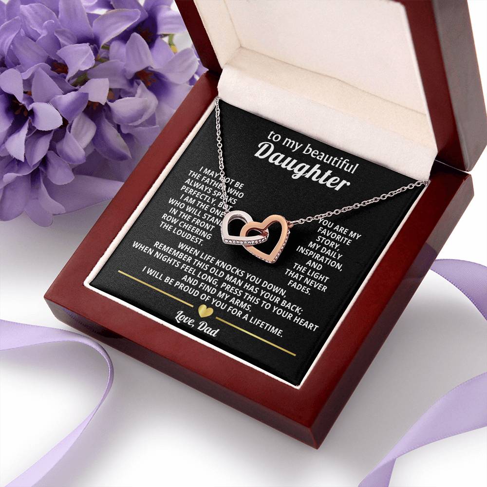Daughter Interlocking Hearts Necklace Gift from Dad