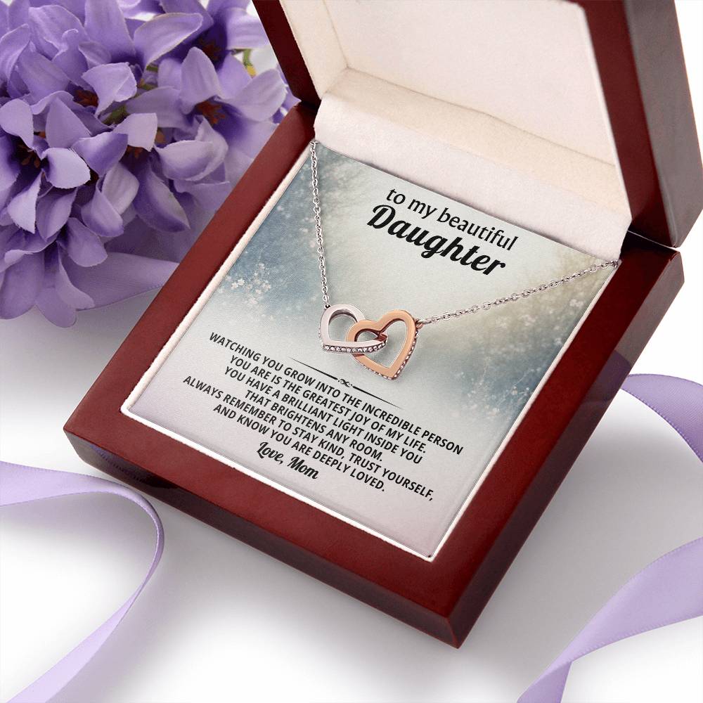 Daughter Interlocking Hearts Necklace Gift from Mom