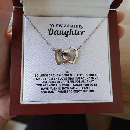To My Amazing Daughter Interlocking Hearts Necklace Gift
