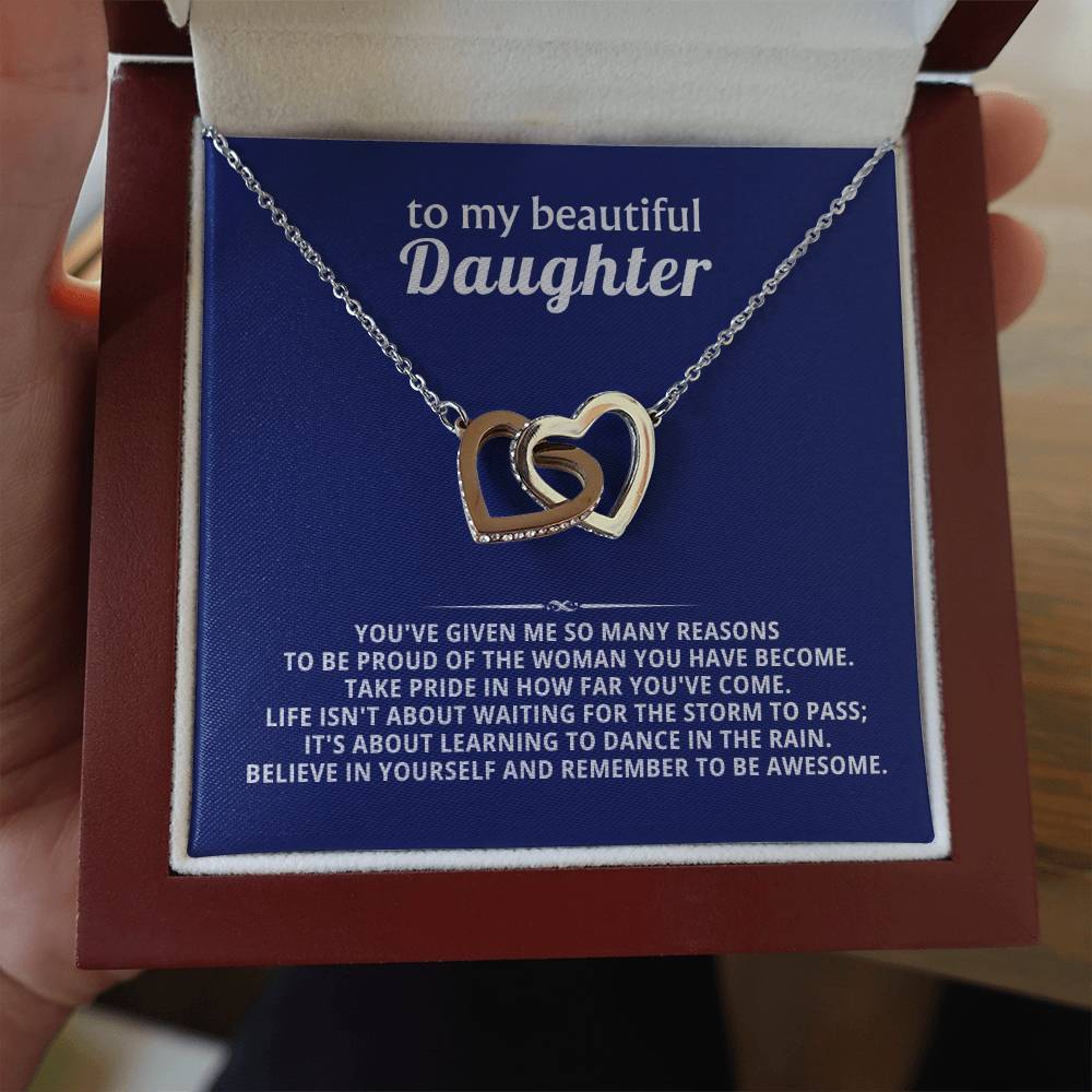 Daughter Interlocking Hearts Necklace Gift from Dad