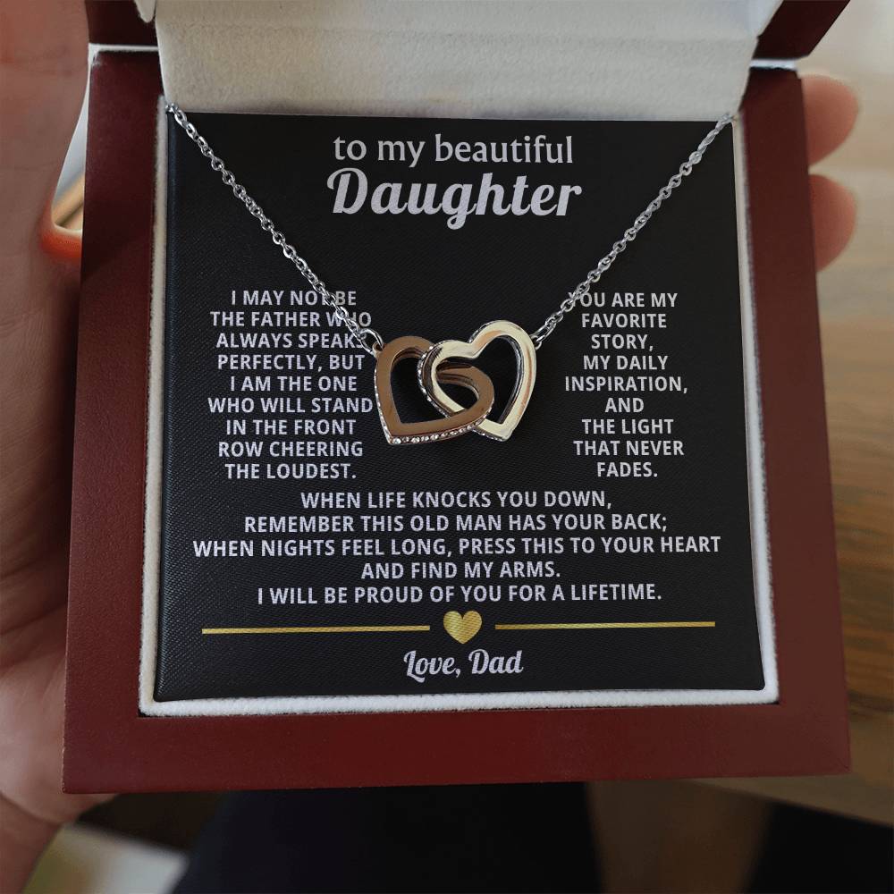 Daughter Interlocking Hearts Necklace Gift from Dad