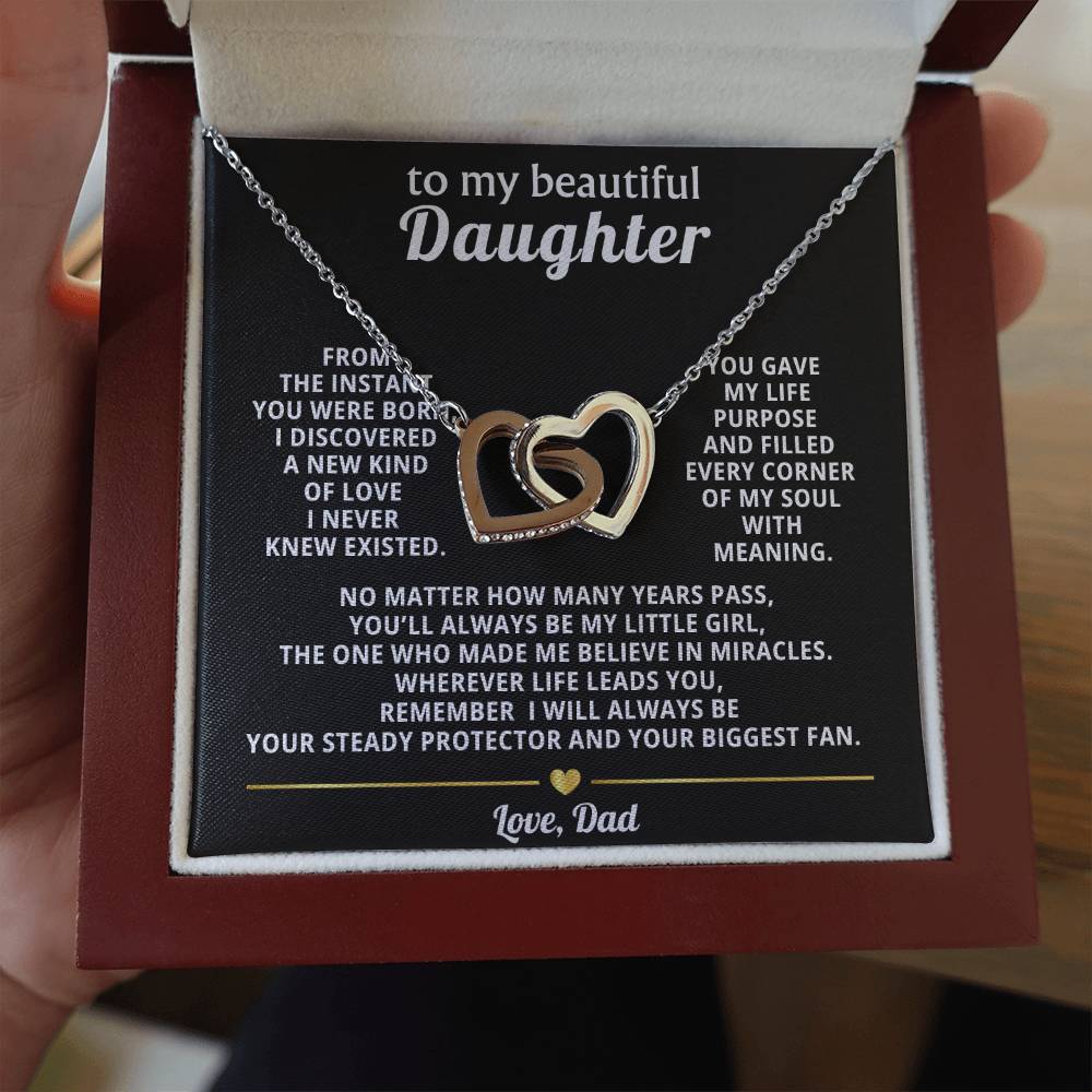 Daughter Interlocking Hearts Necklace Gift from Dad