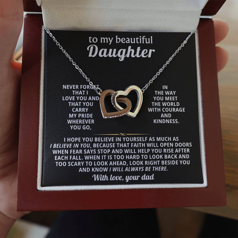 Daughter Interlocking Hearts Necklace Gift from Dad