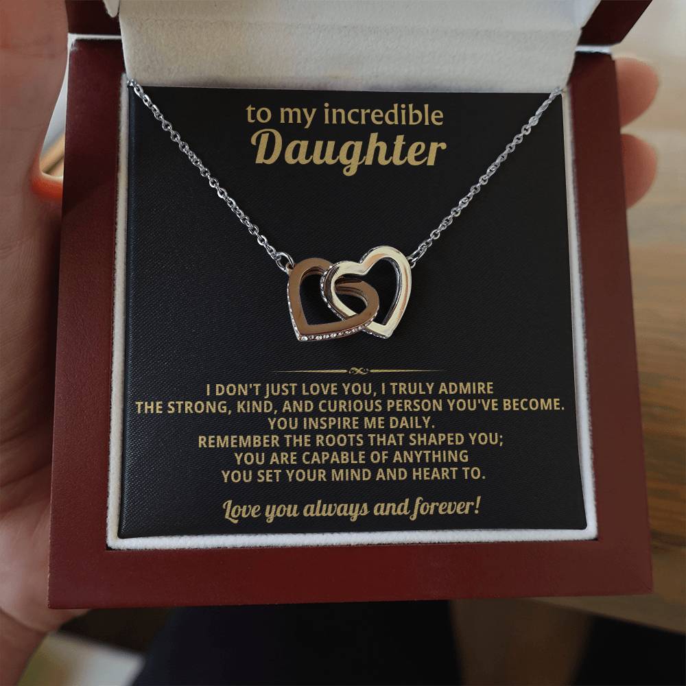 Incredible Daughter Interlocking Hearts Necklace Gift