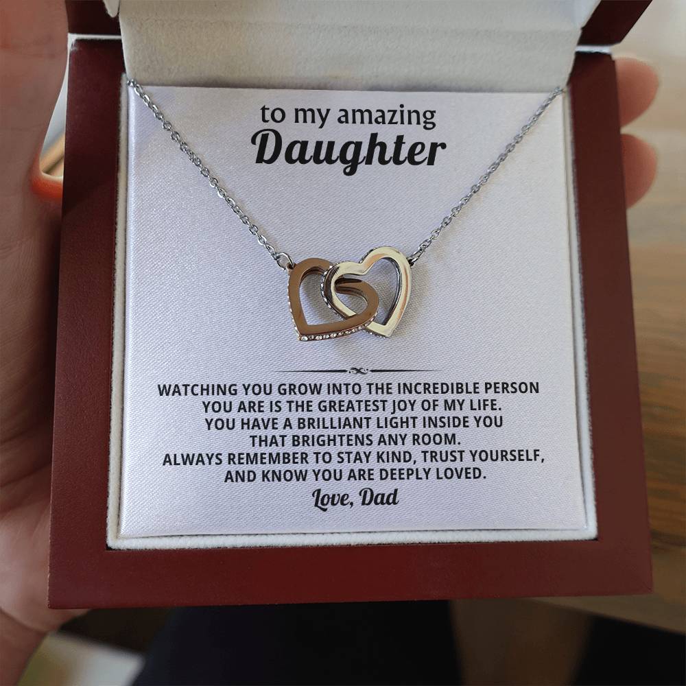 Daughter Interlocking Hearts Necklace Gift from Dad