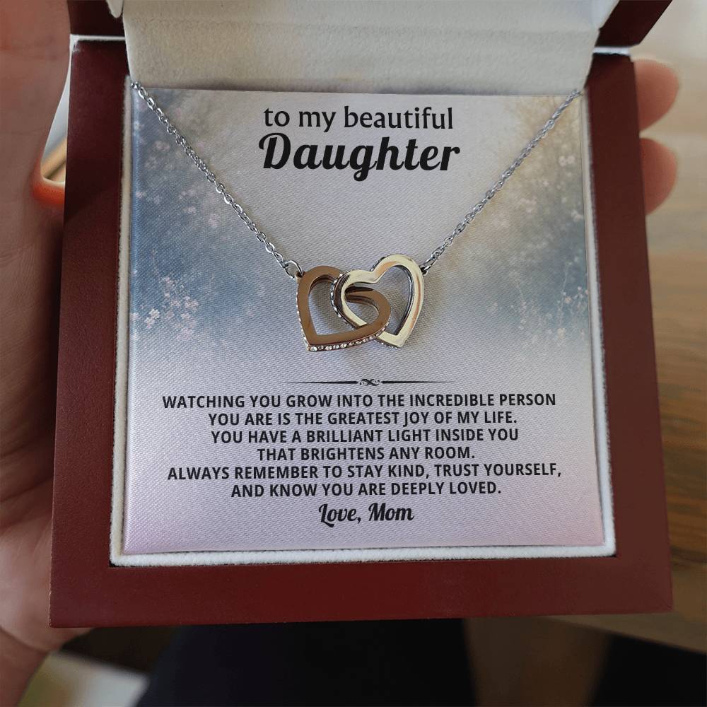 Daughter Interlocking Hearts Necklace Gift from Mom