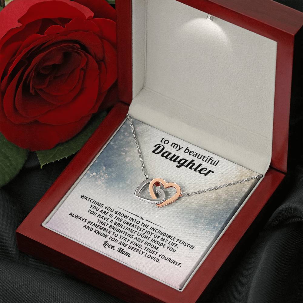 Daughter Interlocking Hearts Necklace Gift from Mom