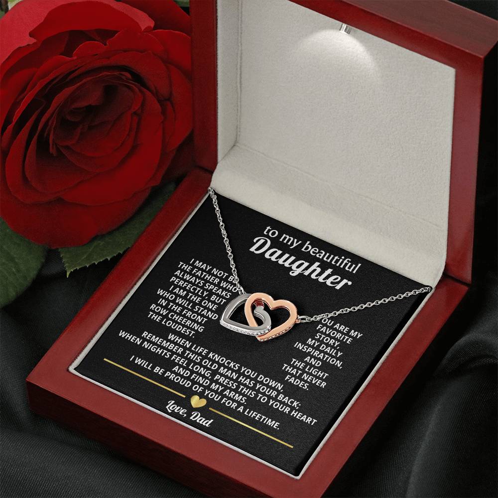 Daughter Interlocking Hearts Necklace Gift from Dad
