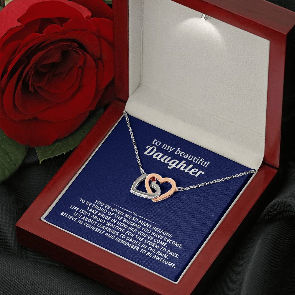 Daughter Interlocking Hearts Necklace Gift from Dad