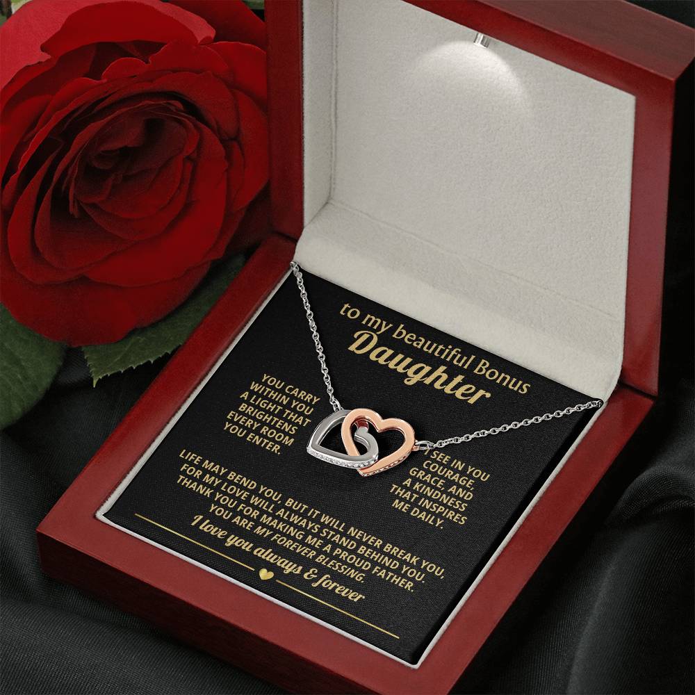 Bonus Daughter Daughter Interlocking Hearts Necklace Gift