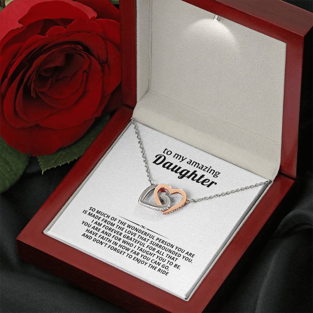 To My Amazing Daughter Interlocking Hearts Necklace Gift