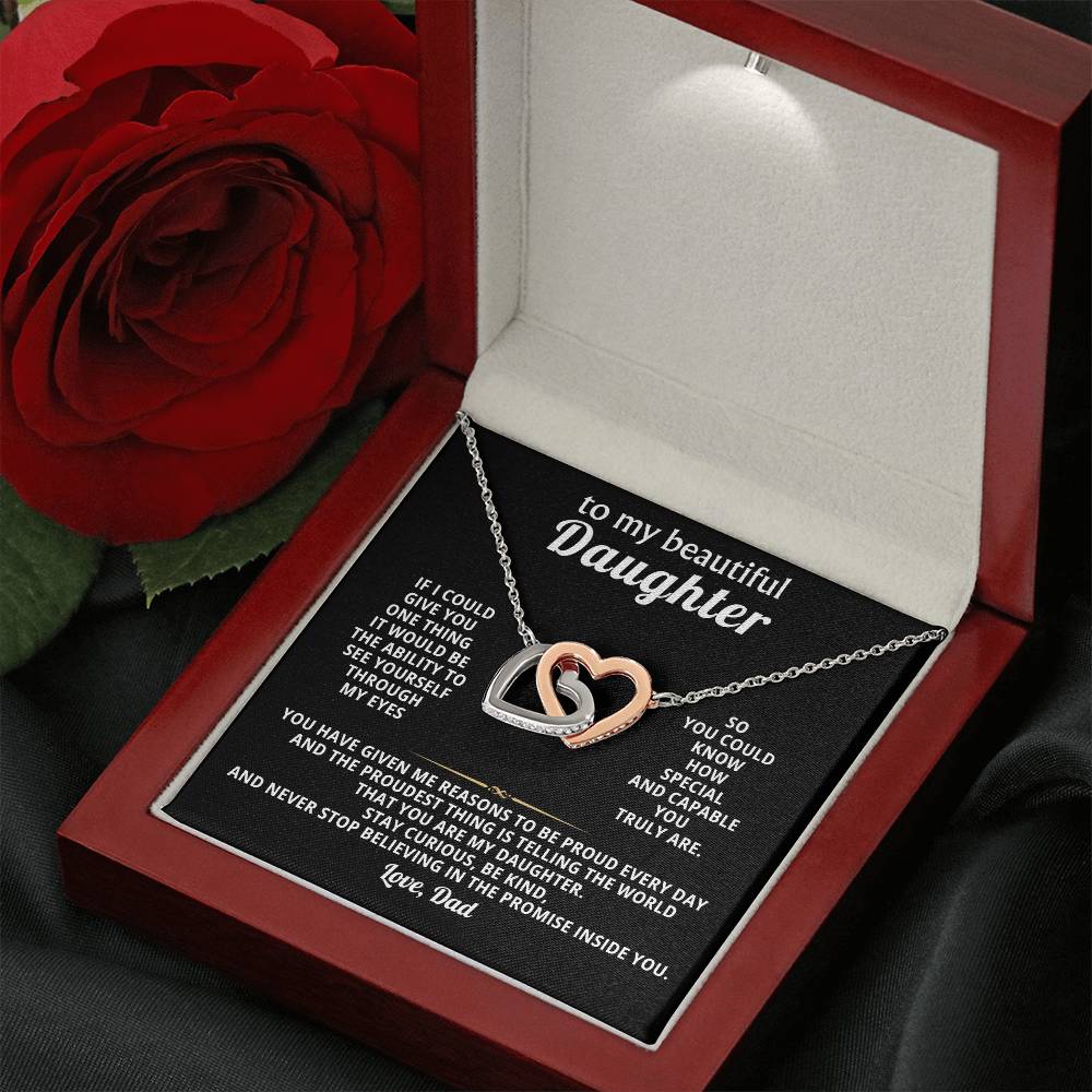 Daughter Interlocking Hearts Necklace Gift from Dad