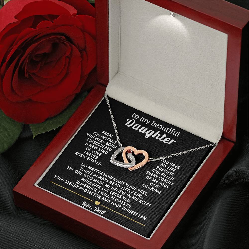 Daughter Interlocking Hearts Necklace Gift from Dad